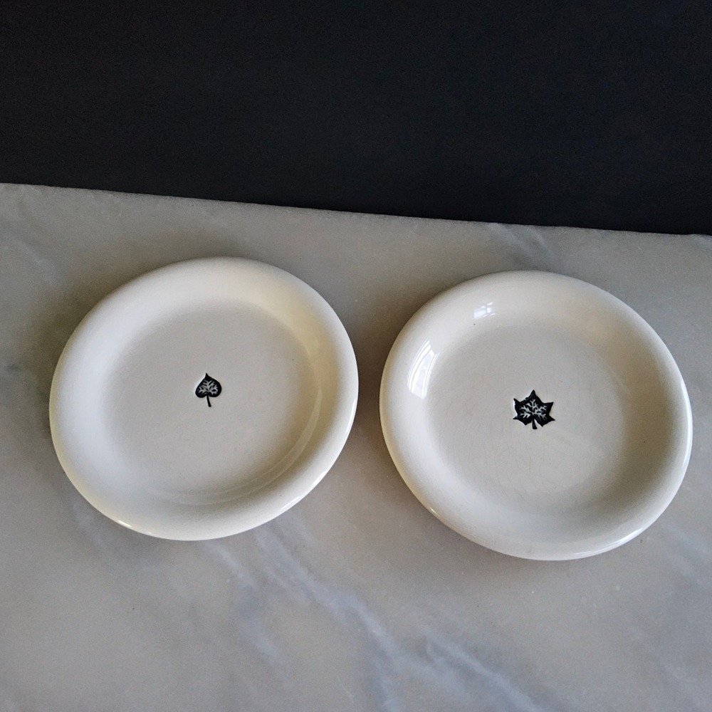 Starbucks Coffee‎ Company Appetizer Plate Set of 2 Cream Leaf Accent Restaurant